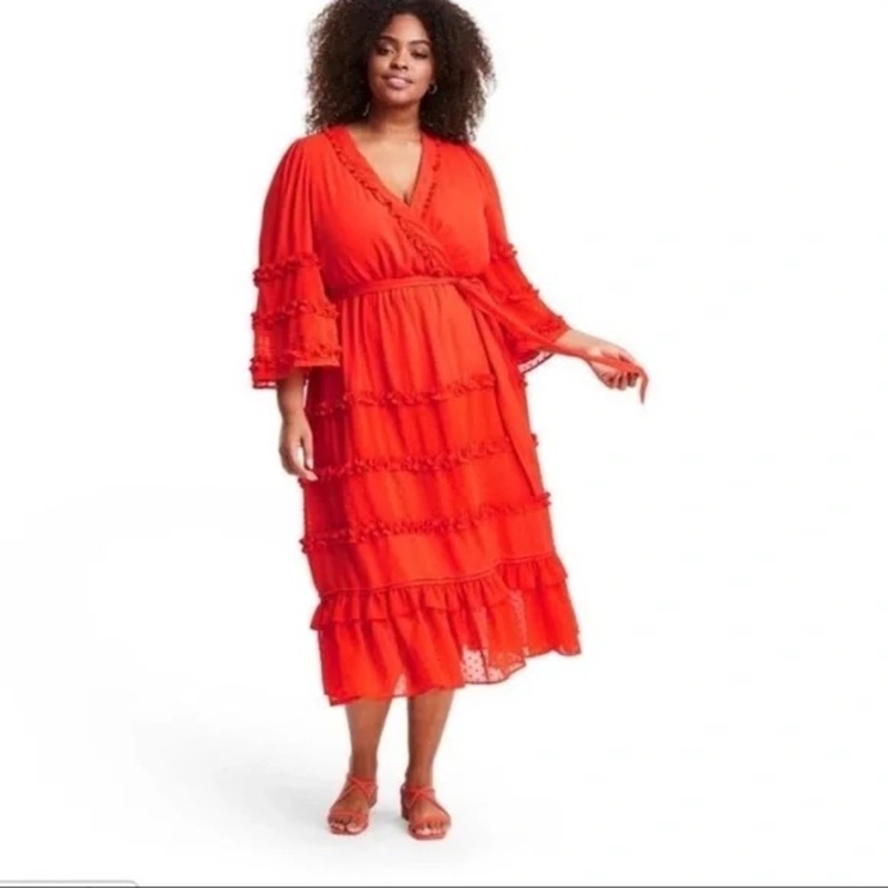 ALEXIS for Target orange ruffled cocktail dress, size 2X